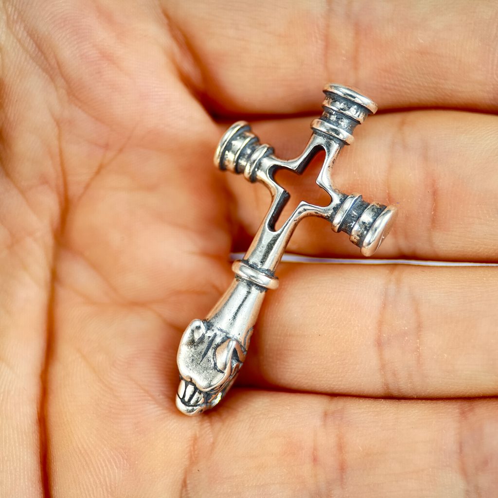 Wolf cross pendant