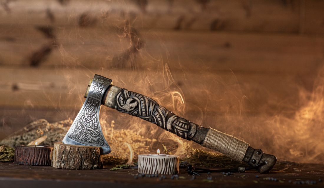 Engraved viking axe