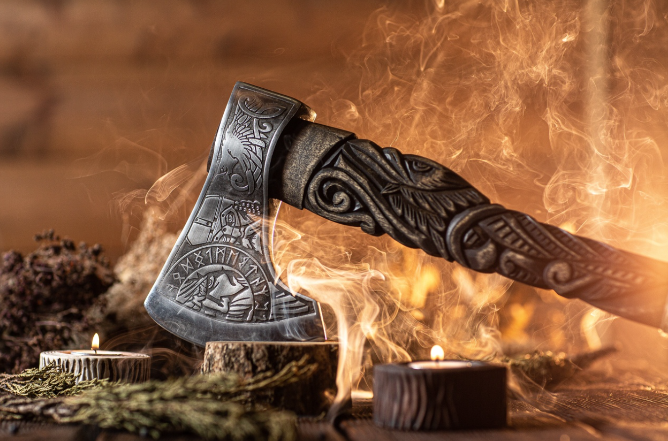 Raven Viking axe