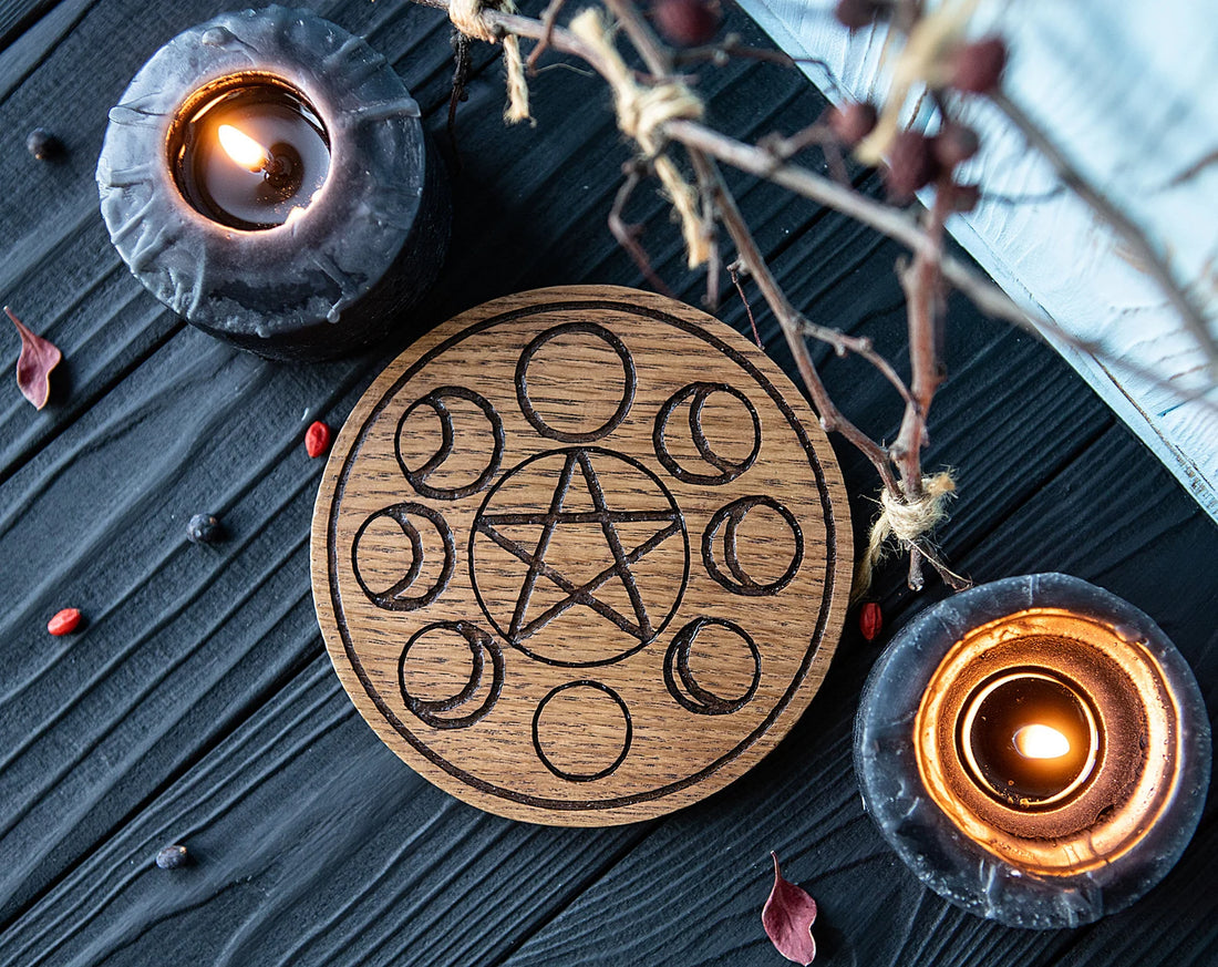 Wooden moon pentacle