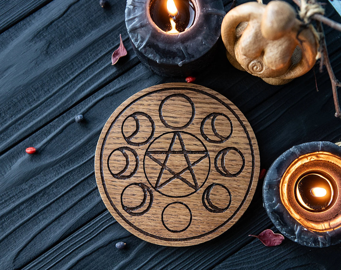 Wooden moon pentacle