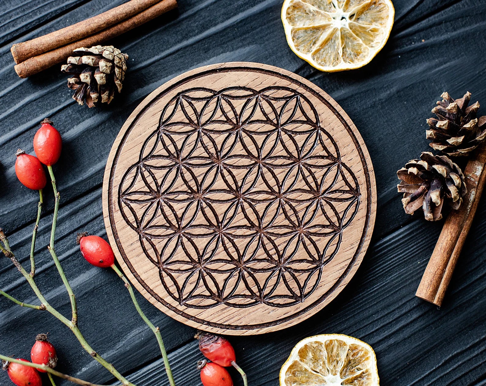 engraved flower of life