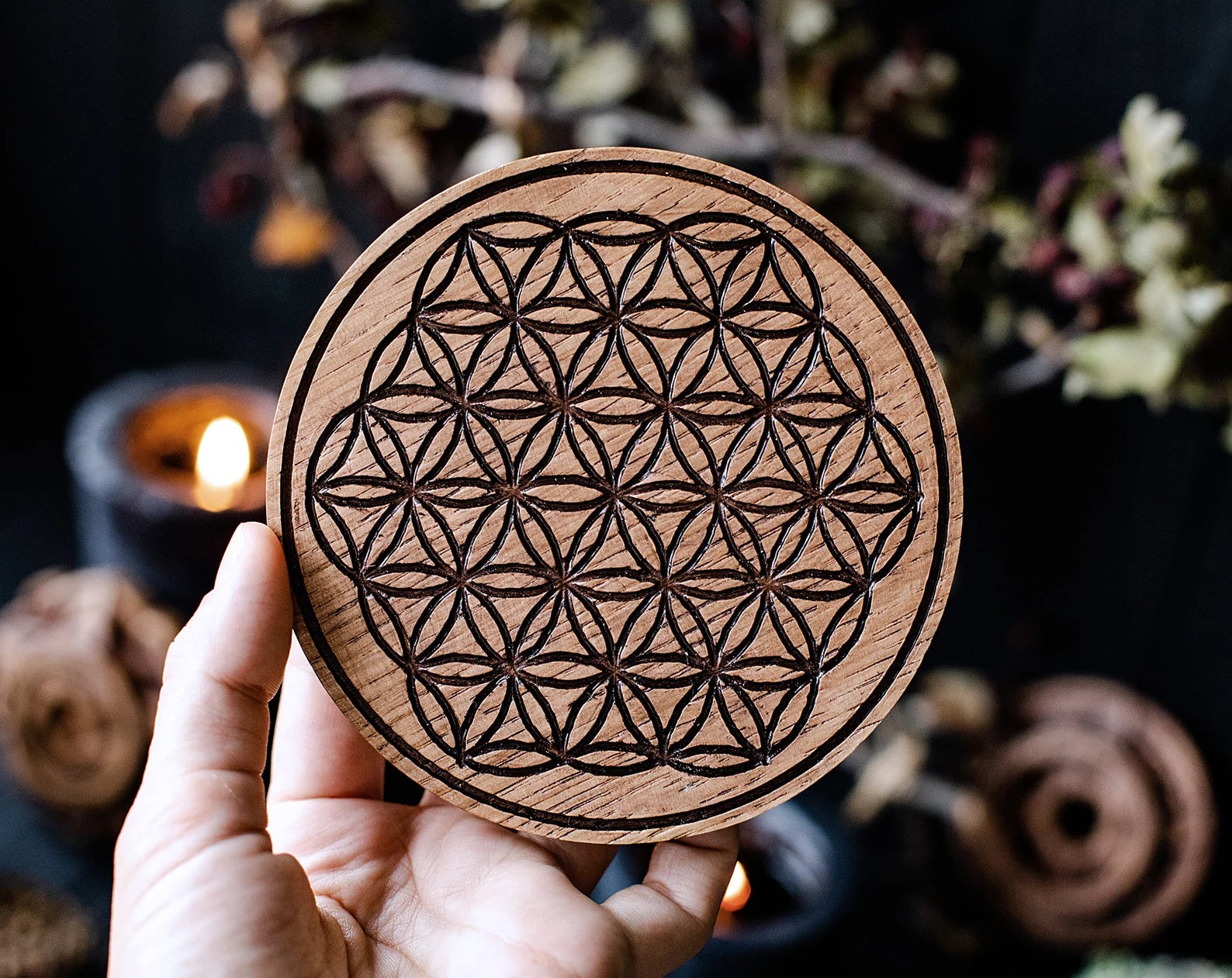 wooden crystal grid