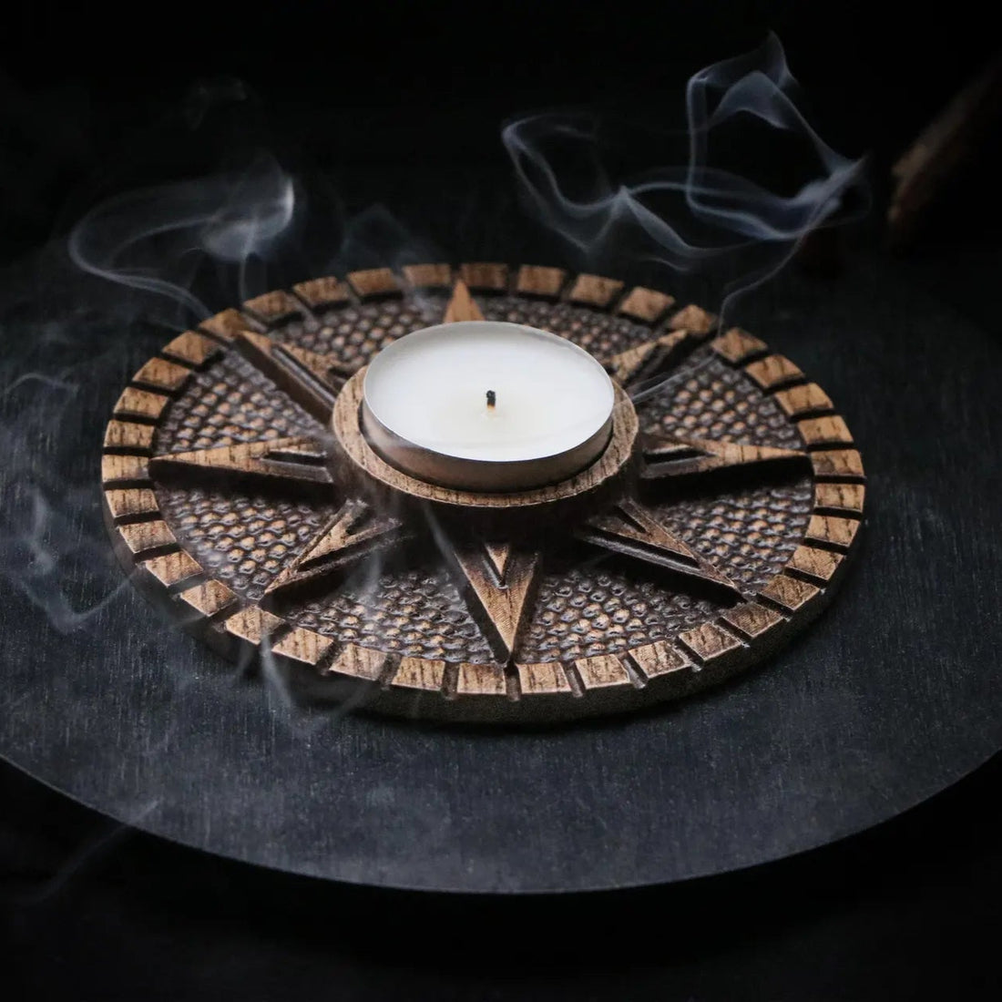 wooden candle holder