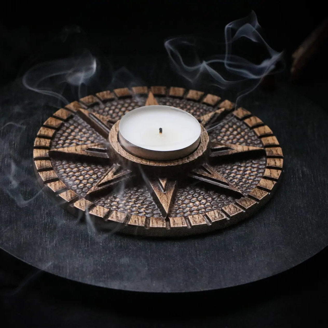 wooden candle holder