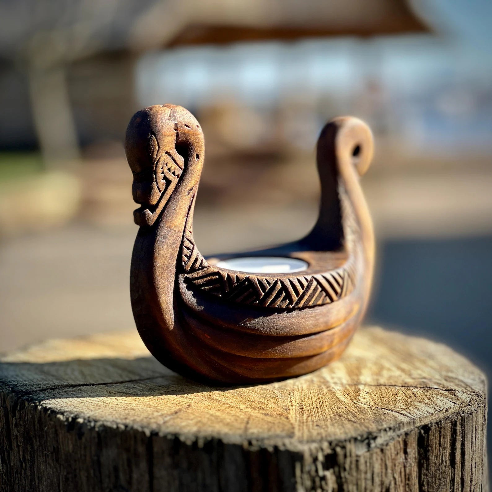 wooden candle holder