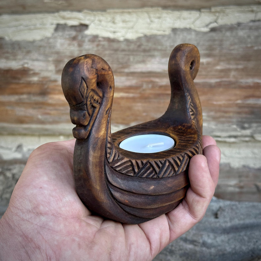 viking ship candle holder