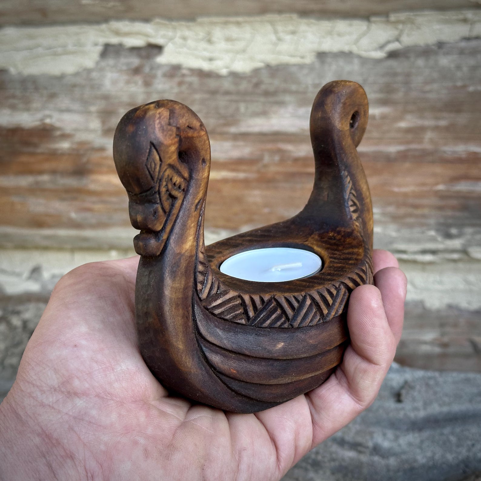 carved viking ship